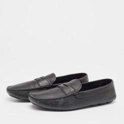 Prada Black Leather Slip On Loafers Size 46