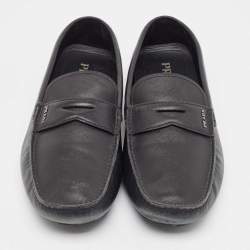 Prada Black Leather Slip On Loafers Size 46