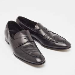 Prada Black Leather Slip On Loafers Size 44