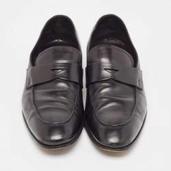 Prada Black Leather Slip On Loafers Size 44