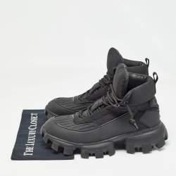 Prada Black Rubber and Nylon Cloudbust Thunder High Top Sneakers Size 45