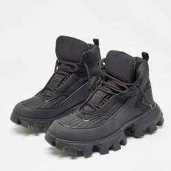 Prada Black Rubber and Nylon Cloudbust Thunder High Top Sneakers Size 45