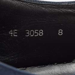 Prada Black/Blue Leather and Canvas Low Top Sneakers Size 42