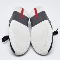 Pre Owned Prada Sport Black Mesh Lace and Leather Up Low Top Sneakers Size 39.5