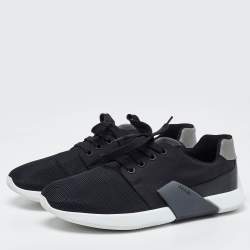 Pre Owned Prada Sport Black Mesh Lace and Leather Up Low Top Sneakers Size 39.5