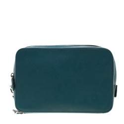 Pre Owned Prada Green Leather Travel Organizer 