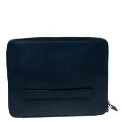 Pre Owned Prada Navy Blue Saffiano Leather Document Holder