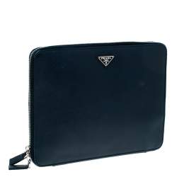Pre Owned Prada Navy Blue Saffiano Leather Document Holder