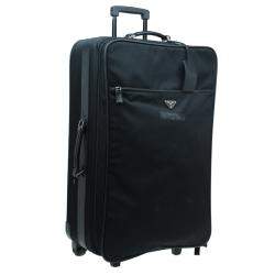 Prada Black Nylon Signature Rolling Suitcase