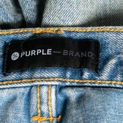 Purple-Brand Distressed Denim Bandana Patch Detail Shorts M