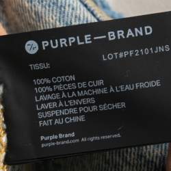 Purple-Brand Distressed Denim Bandana Patch Detail Shorts M