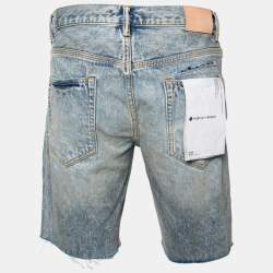 Purple-Brand Distressed Denim Bandana Patch Detail Shorts M