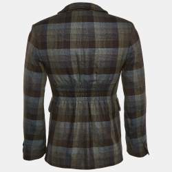 Qasimi Multicolor Plaid Wool Blend Single Breasted Blazer L 