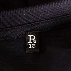 R13 Navy Blue Cotton Biggie Throne Curtis Printed Short Sleeve T-Shirt L