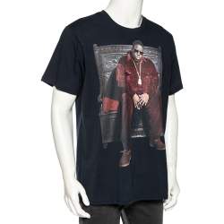 R13 Navy Blue Cotton Biggie Throne Curtis Printed Short Sleeve T-Shirt L