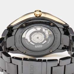 مملوكة مسبقًا Rado Black Ceramic Diamond Gold Tone Stainless Steel Limited Edition Hyperchrome R32291712 Men's Wristwatch 42 mm