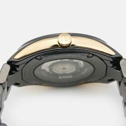 مملوكة مسبقًا Rado Black Ceramic Diamond Gold Tone Stainless Steel Limited Edition Hyperchrome R32291712 Men's Wristwatch 42 mm