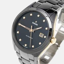 مملوكة مسبقًا Rado Black Ceramic Diamond Gold Tone Stainless Steel Limited Edition Hyperchrome R32291712 Men's Wristwatch 42 mm