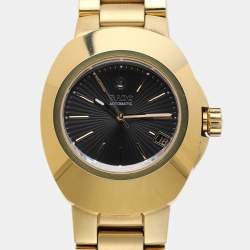 Pre Owned Rado Black Gold Tone Stainless Steel R12951153 Men's Wristwatch 35 mm