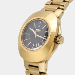 Pre Owned Rado Black Gold Tone Stainless Steel R12951153 Men's Wristwatch 35 mm