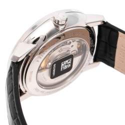 Rado Silver Stainless Steel Leather Coupole Classic R22878015 Automatic Men's Wristwatch 41 mm