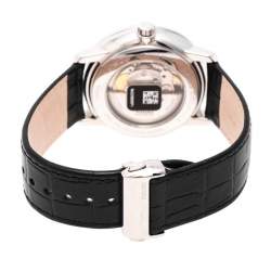 Rado Silver Stainless Steel Leather Coupole Classic R22878015 Automatic Men's Wristwatch 41 mm