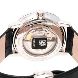 Rado Silver Stainless Steel Leather Coupole Classic R22878015 Automatic Men's Wristwatch 41 mm