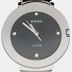 Pre Owned Rado Black Stainless Diastar Jubile 115.00625.3 Men's Wristwatch 35 mm