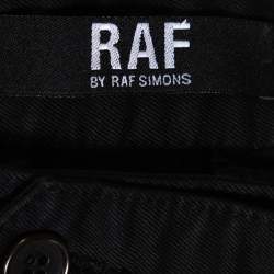 RAF by Raf Simons Black Denim Pleated Wide Leg Trousers XS