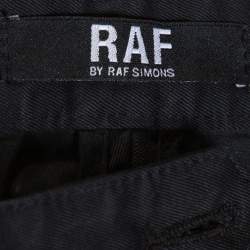 RAF by Raf Simons Black Denim Pleated Wide Leg Trousers XS