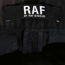 RAF by Raf Simons Black Denim Pleated Wide Leg Trousers S