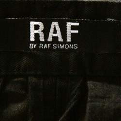 RAF by Raf Simons Black Denim Pleated Wide Leg Trousers XS