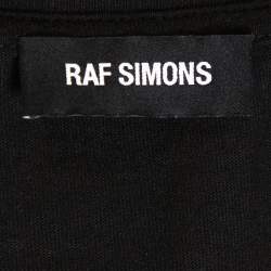 Raf Simons Black Printed Cotton Double Neck Detail T-Shirt L