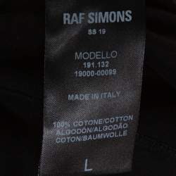 Raf Simons Black Printed Cotton Double Neck Detail T-Shirt L