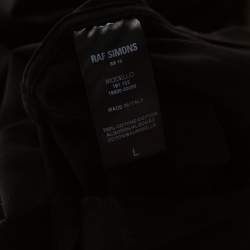 Raf Simons Black Printed Cotton Double Neck Detail T-Shirt L
