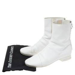 Raf Simons White Leather Zip Up Ankle Boots Size 43