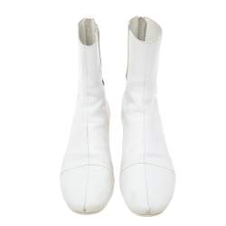 Raf Simons White Leather Zip Up Ankle Boots Size 43