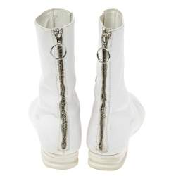 Raf Simons White Leather Zip Up Ankle Boots Size 43
