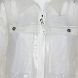 Rains Transparent Synthetic Waterproof Boxy Zip Front Jacket M