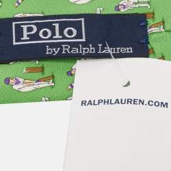 Pre Owned Ralph Lauren Green Cricket Print Silk Tie