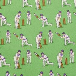 Pre Owned Ralph Lauren Green Cricket Print Silk Tie