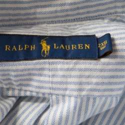 Ralph Lauren Blue and White Striped Cotton Logo Embroidered Shirt 2XB