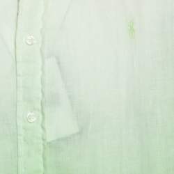 Pre Owned Ralph Lauren Lime Green Ombre Dyed Linen Button Down Shirt XL