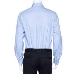 Pre Owned Ralph Lauren Light Blue Striped Cotton Button Down Shirt M