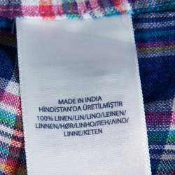 Pre Owned Ralph Lauren Pigment Blue Sea Soft Linen Plaid Shirt XL