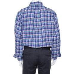 Pre Owned Ralph Lauren Pigment Blue Sea Soft Linen Plaid Shirt XL