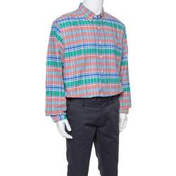 Pre Owned Ralph Lauren Multicolor Cotton Oxford Madras Plaid Slim Fit Shirt XXL