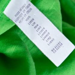 Pre Owned Ralph Lauren Green Linen Logo Embroidered Button Down Shirt XXL