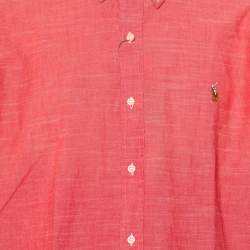 Pre Owned Ralph Lauren Pink Cotton Logo Embroidered Button Front Shirt XL