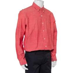 Pre Owned Ralph Lauren Pink Cotton Logo Embroidered Button Front Shirt XL
